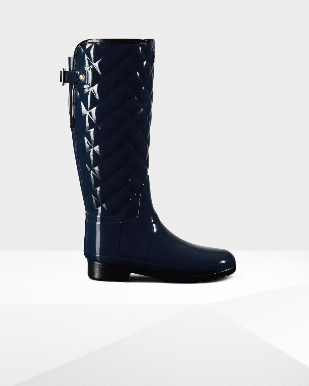 Galochas Altas Hunter Feminina Azul Marinho - Refined Adjustable Quilted Gloss - 34QRIUHTO